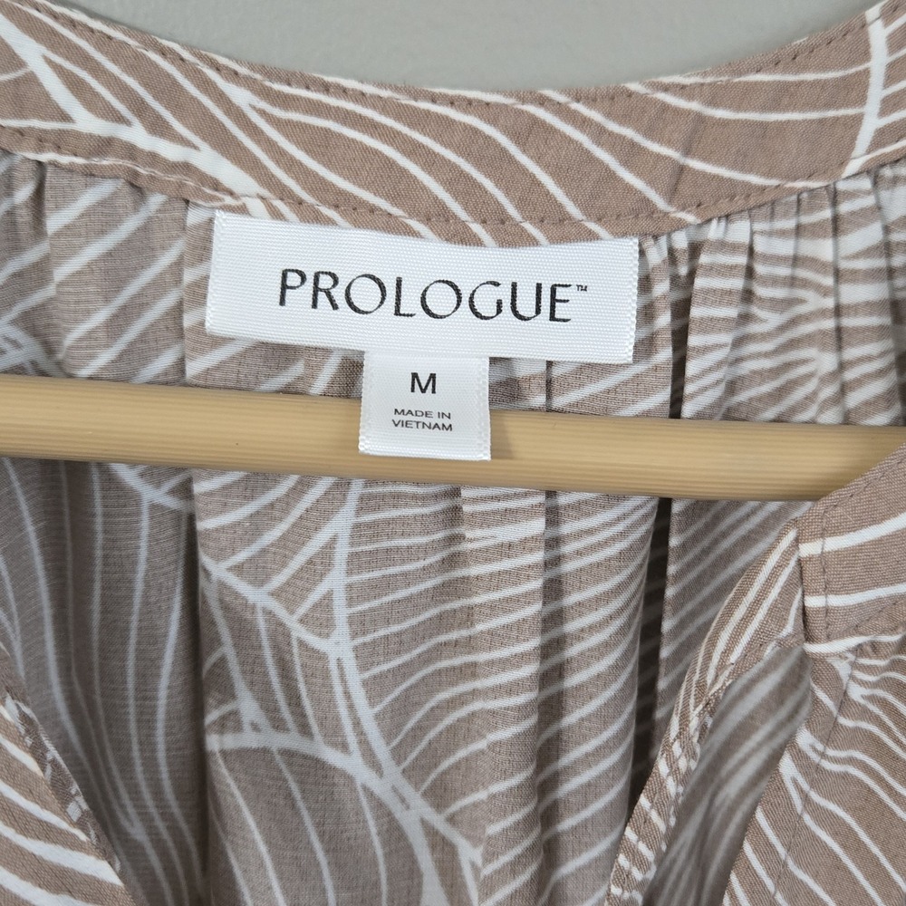 Prologue Tiered Maxi Dress Medium Taupe Floral Sleeveless Boho Hi-Low Flowy M - Picture 5 of 6
